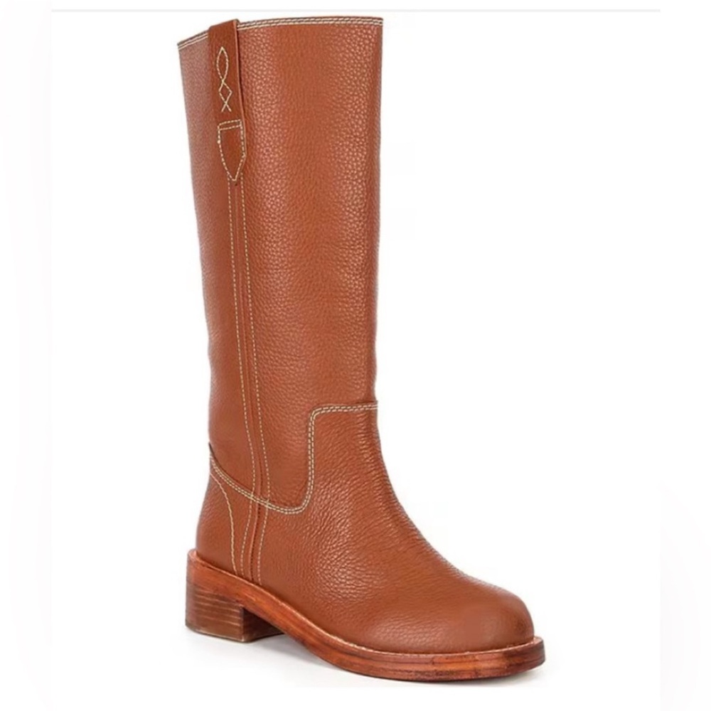 Free People Blaze Vintage Tan Pull On Knee Boots 7